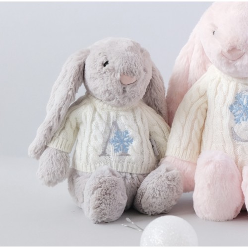 Jellycat Bunny Medium with Monogram Snowflake Jumper